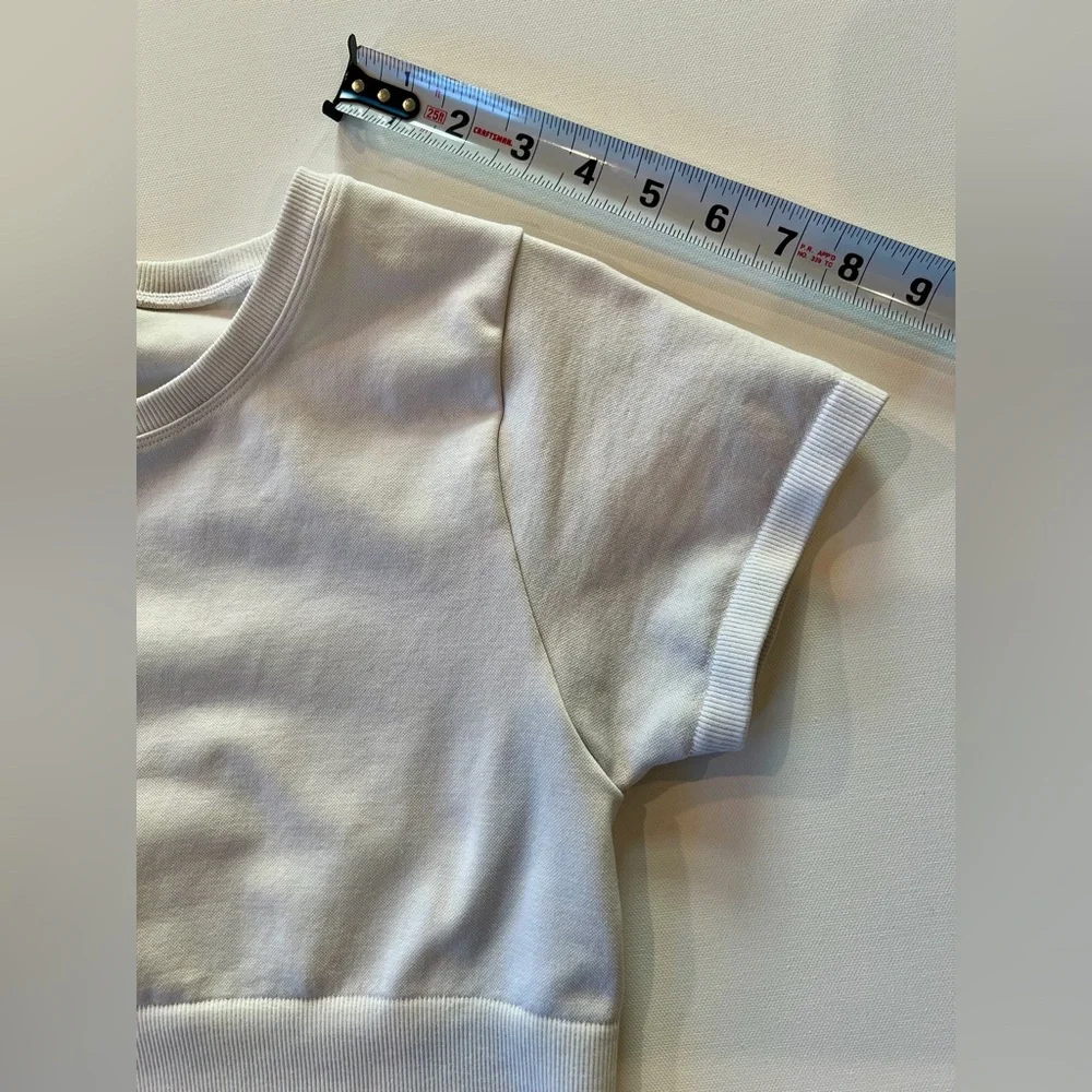 Aerie Offline Classic White Crop Top Medium Nylon Blend Workout Gym Shirt - Picture 8 of 11